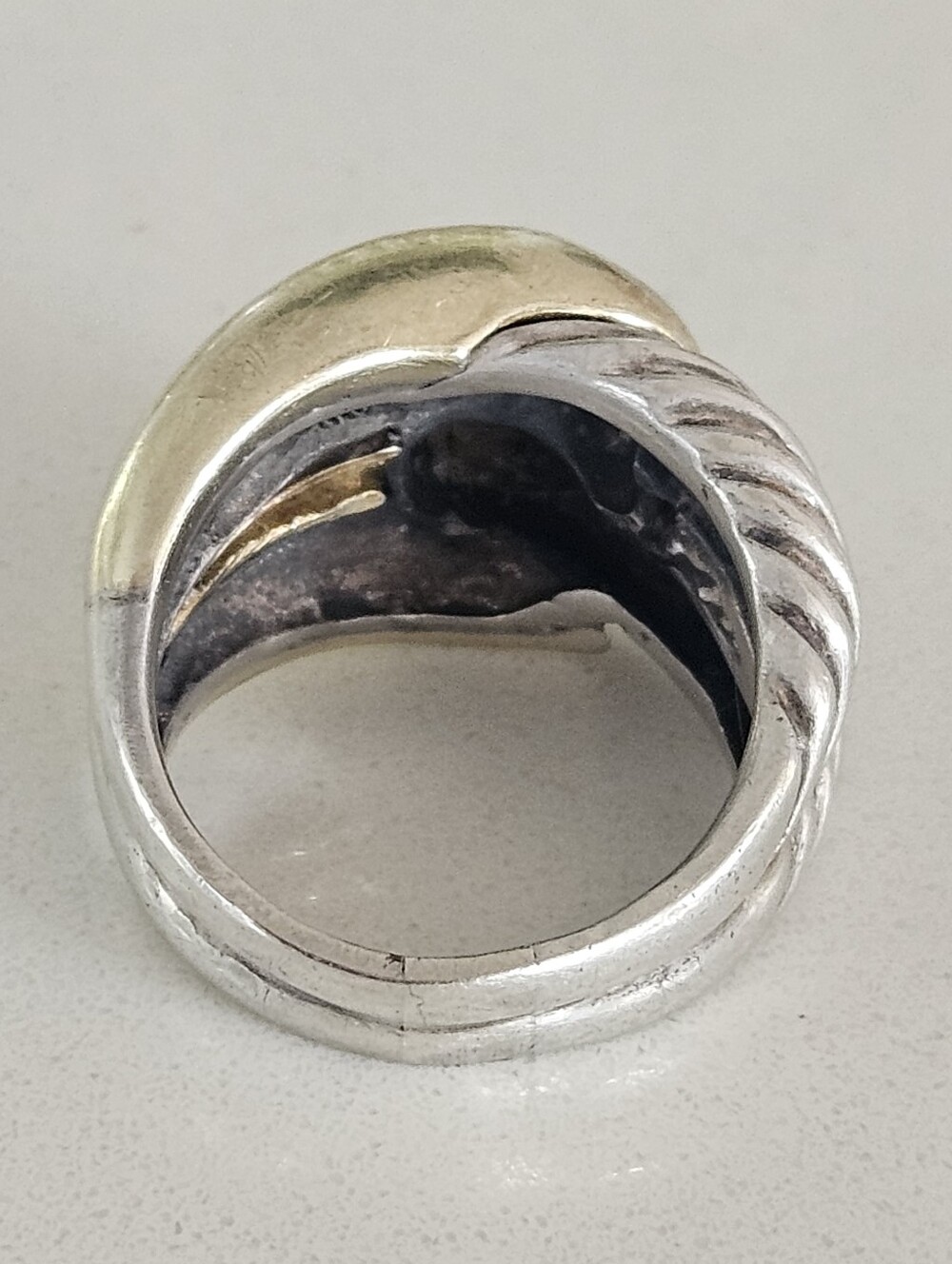 Vintage David Yurman Sculptured Rope Sterling Silver 14k 16mm Statement Ring - Picture 5 of 9